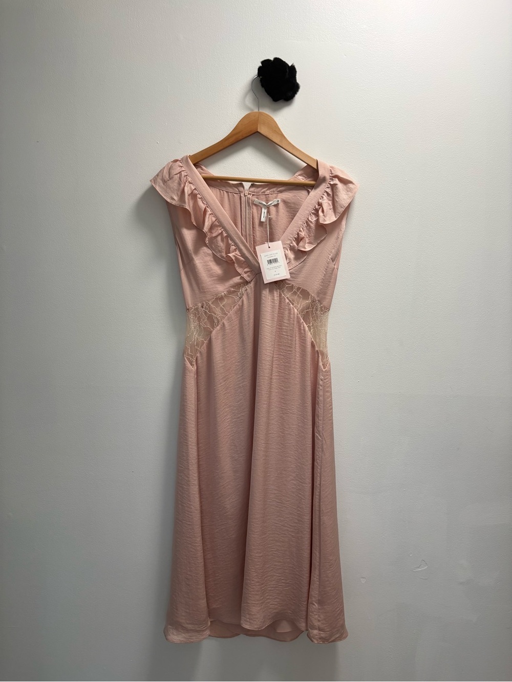 Avec Les Filles Blush Pink Ruffle Midi Dress